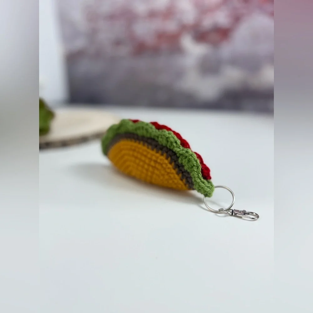 Handcrafted Taco Keychain Crochet Amigurumi